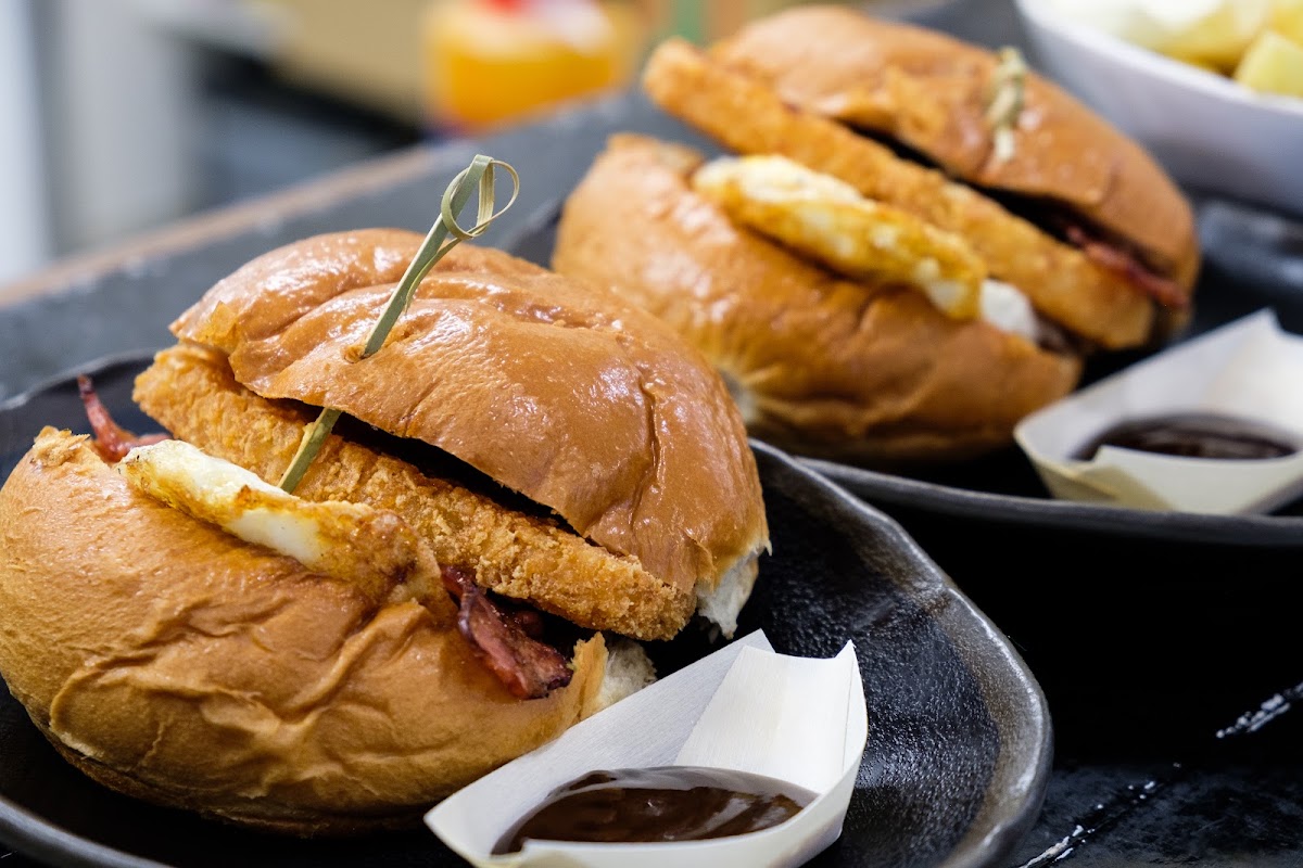 Breakfast burgers with hash browns and fried egg